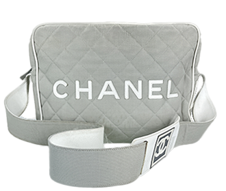 スポーツライン キャンバス レザー グレー ショルダーバッグ