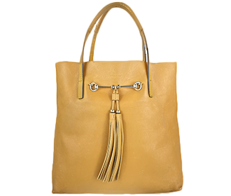 ホースビット タッセル カーフスキン キャメル トートバッグ