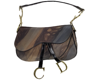 ダブルサドルバッグ ナイロン パテント ブラウン ショルダーバッグ