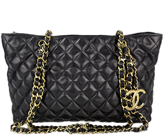 マトラッセ ラムスキン ブラック チェーン トートバッグ