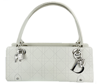カナージュ レザー ホワイト ハンドバッグ