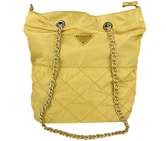 ナイロン キャンバス イエロー チェーン ショルダーバッグ