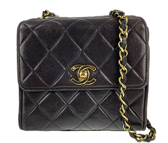 マトラッセ 15㎝ ラムスキン ブラック ショルダーバッグ