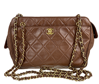 マトラッセ ラムスキン ブラウン チェーン ショルダーバッグ