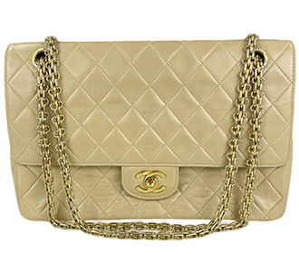 マトラッセ 27㎝ ラムスキン ベージュ チェーン ショルダーバッグ