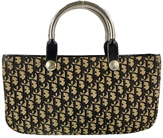 トロッター キャンバス レザー ネイビー ベージュ ハンドバッグ