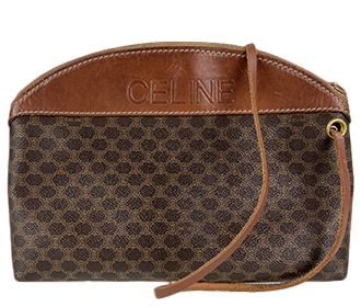 マカダム PVC レザー ブラウン クラッチバッグ