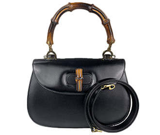 バンブー レザー ブラック 2WAY ハンドバッグ