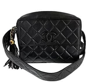 マトラッセ フリンジ ラムスキン ブラック ショルダーバッグ