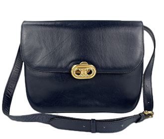 ブラゾン 金具 レザー ネイビー ショルダーバッグ