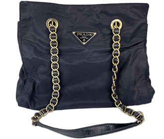 ナイロン キャンバス ネイビー チェーン ショルダーバッグ