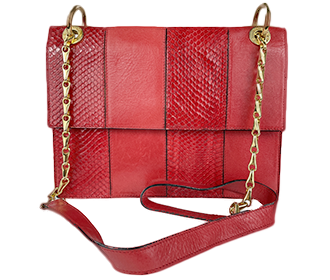 パイソン レザー レッド ショルダーバッグ