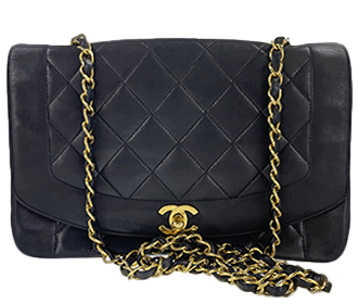 マトラッセ 25㎝ ダイアナフラップ ラムスキン ブラック ショルダーバッグ A01165