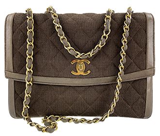 マトラッセ 24㎝ コットン レザー ブラウン ショルダーバッグ