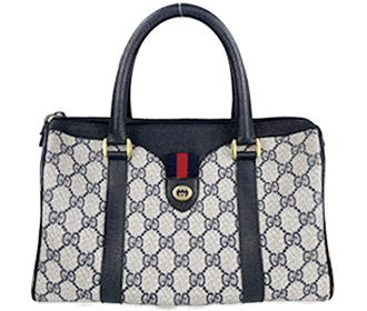 オールドシェリーライン PVC レザー グレー ネイビー ボストンバッグ