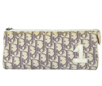 トロッター キャンバス PVC レザー ホワイト パープル ポーチ