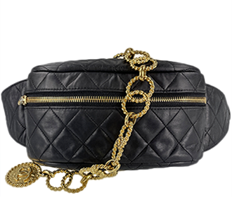 マトラッセ ラムスキン ゴールド チェーン ブラック ウエストポーチ