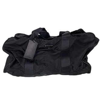 ナイロン キャンバス サフィアーノ レザー ブラック ハンドバッグ