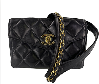 マトラッセ ラムスキン ゴールド金具 ブラック ウエストポーチ