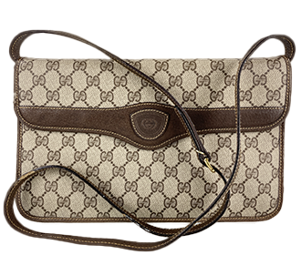 GGプラス PVC レザー ブラウン ショルダーバッグ