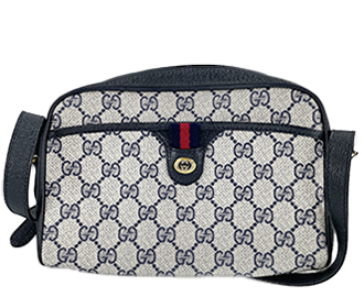 オールドシェリーライン PVC レザー グレー ネイビー ショルダーバッグ