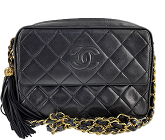 マトラッセ 22㎝ フリンジ ラムスキン ブラック ショルダーバッグ