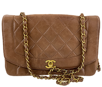 マトラッセ ダイアナフラップ 25㎝ ラムスキン ブラウン ショルダーバッグ A01165