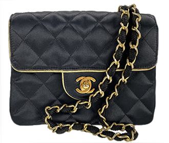 ミニマトラッセ 18㎝ サテン ブラック ゴールド ショルダーバッグ A01115