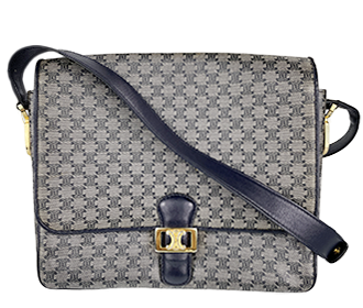 マカダム ブラゾン PVC レザー グレー ネイビー ショルダーバッグ