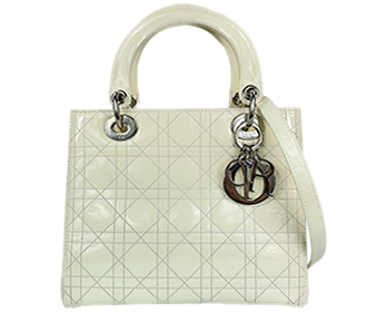 レディカナージュ ミディアム パテント ホワイト 2WAY ハンドバッグ