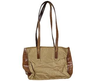 ナイロン キャンバス レザー ブラウン ショルダーバッグ