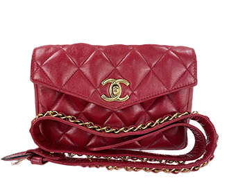 マトラッセ ラムスキン ゴールド金具 レッド ウエストポーチ