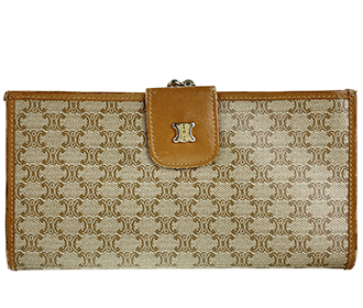 マカダム ブラゾン PVC レザー ベージュ ブラウン 長財布