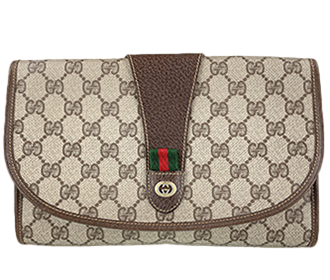 オールドシェリーライン PVC レザー ブラウン クラッチバッグ