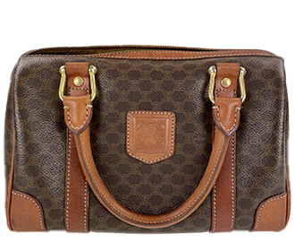 マカダム PVC レザー ブラウン ミニ ボストンバッグ