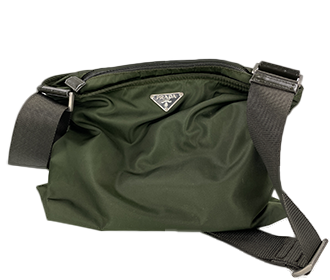 ナイロン キャンバス レザー グリーン ショルダーバッグ