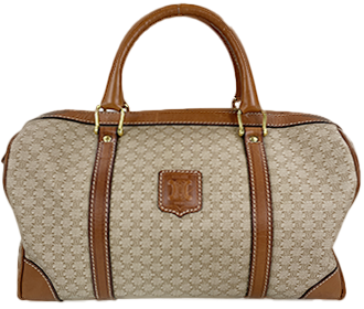 マカダム PVC レザー ブラウン ボストンバッグ