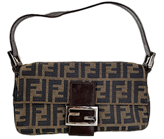 マンマバゲット ズッカ キャンバス レザー ブラウン ショルダーバッグ