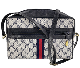 オールドシェリーライン PVC レザー グレー ネイビー ショルダーバッグ