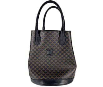 マカダム PVC レザー ブラック トートバッグ