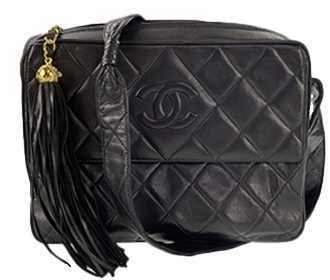 マトラッセ フリンジ ラムスキン ブラック ショルダーバッグ