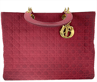 レディカナージュ ラージ ナイロン レザー レッド ハンドバッグ