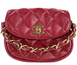 マトラッセ ラムスキン レッド チェーン ハンドバッグ