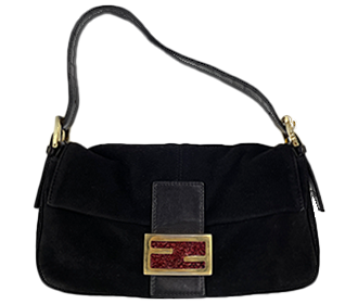 マンマバゲット スエード レザー ブラック ショルダーバッグ