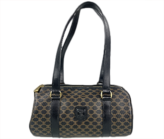 マカダム PVC レザー ブラック ハンドバッグ