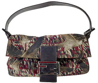 マンマバゲット ズッカ バード キャンバス レザー ブラウン ショルダーバッグ