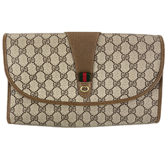 オールドシェリーライン PVC レザー ブラウン クラッチバッグ