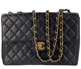 デカマトラッセ 30㎝ ラムスキン ブラック チェーン ショルダーバッグ