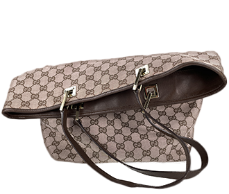 GGキャンバス キャンバス レザー ベージュ ブラウン トートバッグ