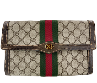 オールドシェリーライン PVC レザー ブラウン クラッチバッグ